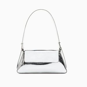 COPY - Zara silver minimal flap shoulder bag